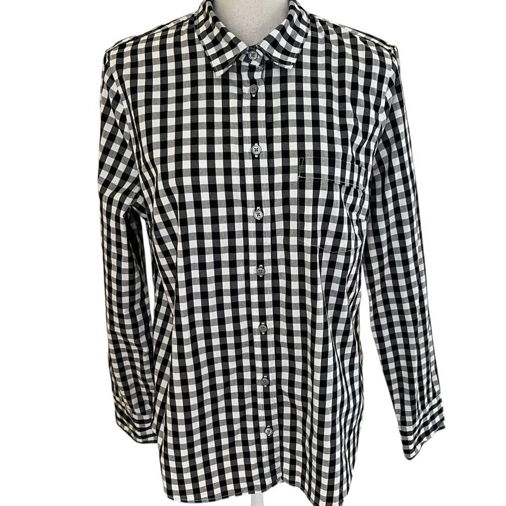 J. Crew Black and White Gingham Button-Down Shirt